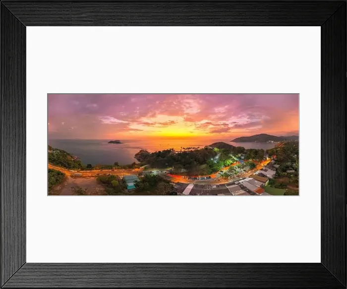 Framed Print : aerial view colorful cloud in stunning sunset above the sea at Laem Phrom Thep Viewpoint Framed Print : aerial view colorful cloud in stunning sunset above the sea at Laem Phrom Thep Viewpoint