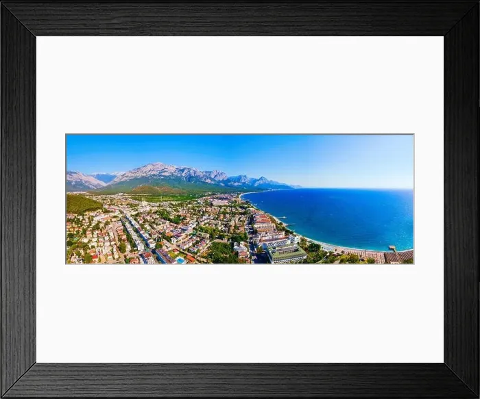 Framed Print : Kemer city beach aerial panoramic view. Kemer is a seaside resort town in Antalya Province in Turkey Framed Print : Kemer city beach aerial panoramic view. Kemer is a seaside resort town in Antalya Province in Turkey
