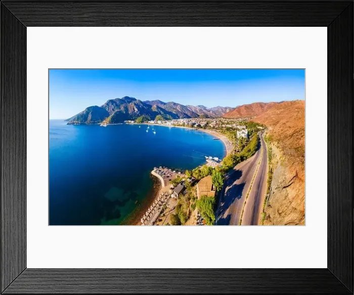 Framed Print : Icmeler city beach aerial panoramic view. Icmeler is a town near Marmaris city in Mugla Province, Turkey Framed Print : Icmeler city beach aerial panoramic view. Icmeler is a town near Marmaris city in Mugla Province, Turkey
