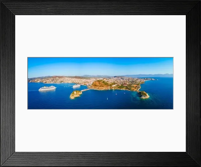 Framed Print : Kusadasi city aerial panoramic view. Kusadasi is located in Aydin Province, Turkey Framed Print : Kusadasi city aerial panoramic view. Kusadasi is located in Aydin Province, Turkey