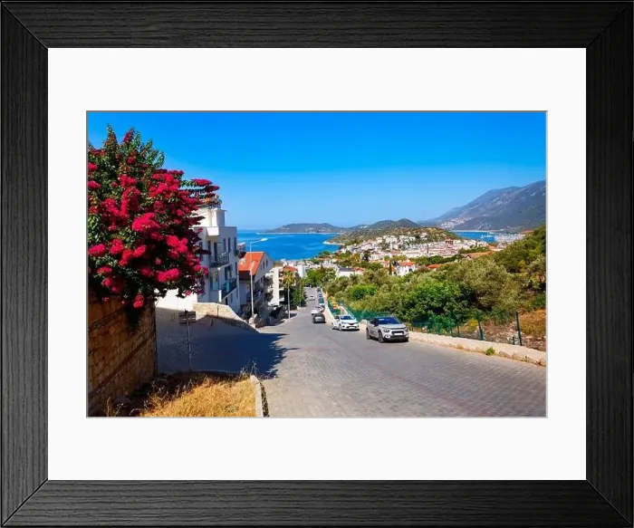 Framed Print : Kas city aerial panoramic view. Kas or Kash is a small seaside resort town in Antalya Province in Turkey Framed Print : Kas city aerial panoramic view. Kas or Kash is a small seaside resort town in Antalya Province in Turkey
