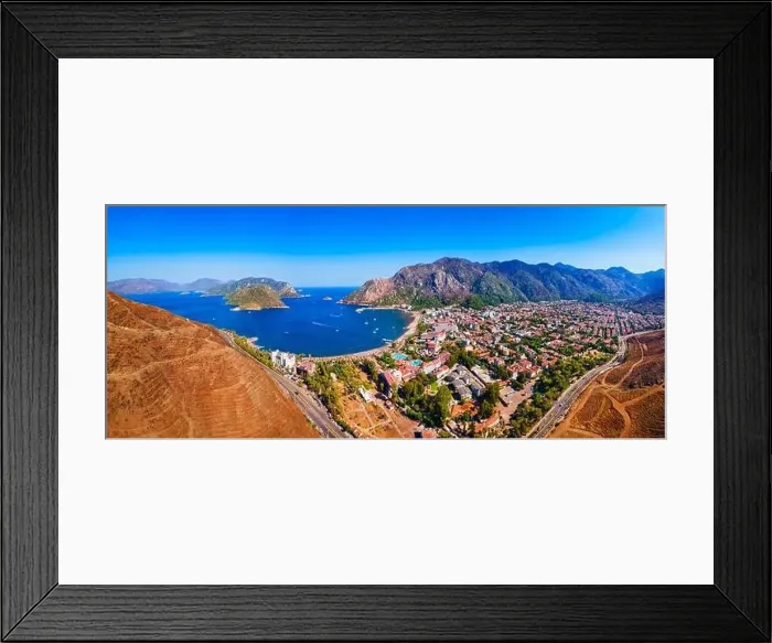 Framed Print : Icmeler city beach aerial panoramic view. Icmeler is a town near Marmaris city in Mugla Province, Turkey Framed Print : Icmeler city beach aerial panoramic view. Icmeler is a town near Marmaris city in Mugla Province, Turkey