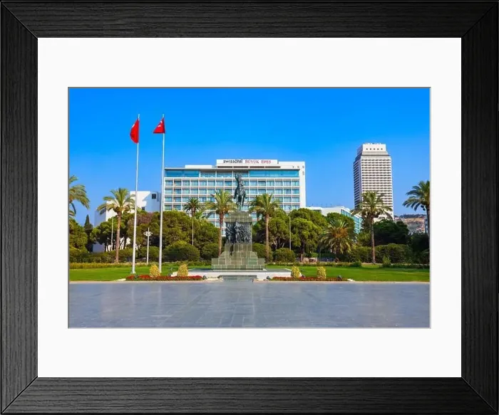 Framed Print : Izmir, Turkey - August 06, 2022: Ataturk monument at the Cumhuriyet Square Framed Print : Izmir, Turkey - August 06, 2022: Ataturk monument at the Cumhuriyet Square
