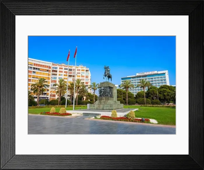 Framed Print : Izmir, Turkey - August 06, 2022: Ataturk monument at the Cumhuriyet Square Framed Print : Izmir, Turkey - August 06, 2022: Ataturk monument at the Cumhuriyet Square