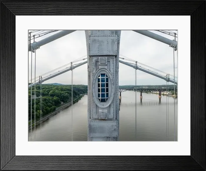 Framed Print : Close-up aerial photo of the Franklin Delano Roosevelt Mid-Hudson Bridge over the Hudson River, Poughkeepsie NY Framed Print : Close-up aerial photo of the Franklin Delano Roosevelt Mid-Hudson Bridge over the Hudson River, Poughkeepsie NY