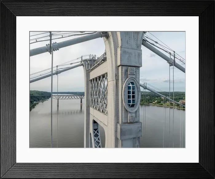 Framed Print : Close-up aerial photo of the Franklin Delano Roosevelt Mid-Hudson Bridge over the Hudson River, Poughkeepsie NY