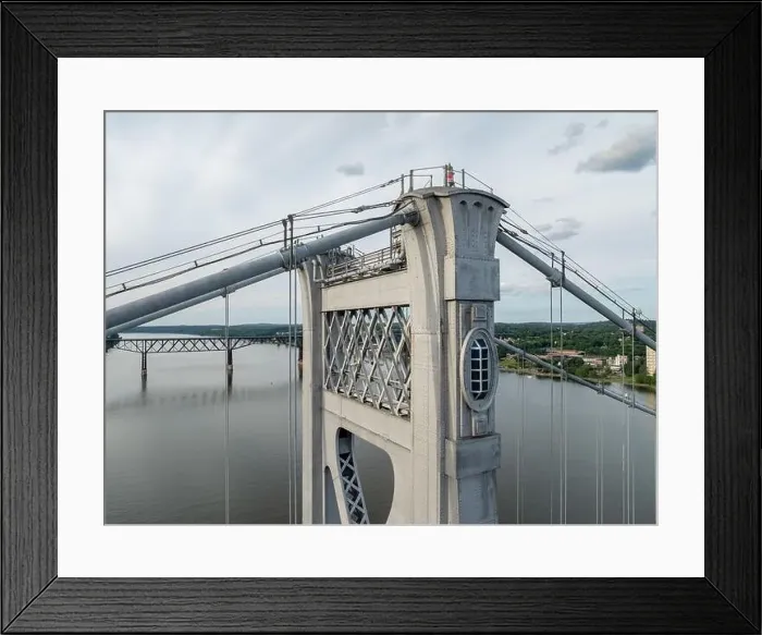 Framed Print : Close-up aerial photo of the Franklin Delano Roosevelt Mid-Hudson Bridge over the Hudson River, Poughkeepsie NY Framed Print : Close-up aerial photo of the Franklin Delano Roosevelt Mid-Hudson Bridge over the Hudson River, Poughkeepsie NY