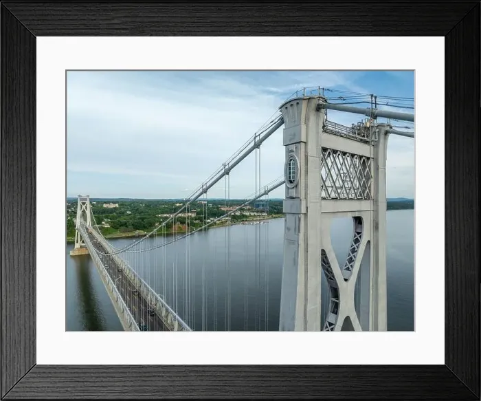 Framed Print : Close-up aerial photo of the Franklin Delano Roosevelt Mid-Hudson Bridge over the Hudson River, Poughkeepsie NY Framed Print : Close-up aerial photo of the Franklin Delano Roosevelt Mid-Hudson Bridge over the Hudson River, Poughkeepsie NY