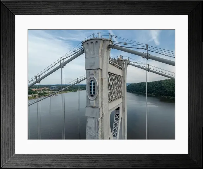 Framed Print : Close-up aerial photo of the Franklin Delano Roosevelt Mid-Hudson Bridge over the Hudson River, Poughkeepsie NY Framed Print : Close-up aerial photo of the Franklin Delano Roosevelt Mid-Hudson Bridge over the Hudson River, Poughkeepsie NY