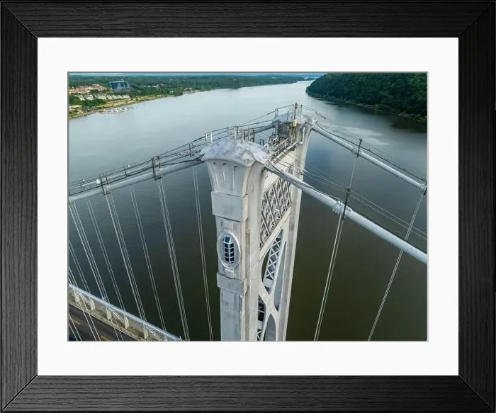 Framed Print : Close-up aerial photo of the Franklin Delano Roosevelt Mid-Hudson Bridge over the Hudson River, Poughkeepsie NY Framed Print : Close-up aerial photo of the Franklin Delano Roosevelt Mid-Hudson Bridge over the Hudson River, Poughkeepsie NY