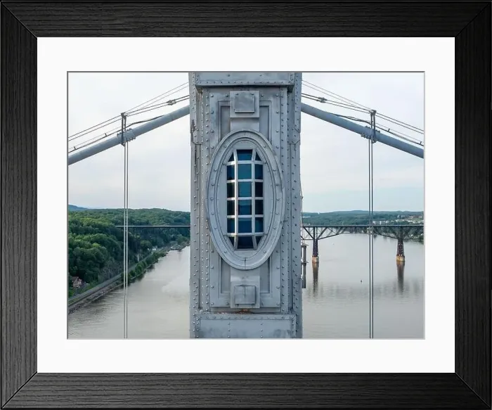Framed Print : Close-up aerial photo of the Franklin Delano Roosevelt Mid-Hudson Bridge over the Hudson River, Poughkeepsie NY Framed Print : Close-up aerial photo of the Franklin Delano Roosevelt Mid-Hudson Bridge over the Hudson River, Poughkeepsie NY