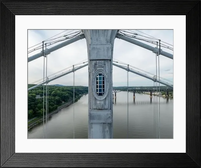 Framed Print : Close-up aerial photo of the Franklin Delano Roosevelt Mid-Hudson Bridge over the Hudson River, Poughkeepsie NY Framed Print : Close-up aerial photo of the Franklin Delano Roosevelt Mid-Hudson Bridge over the Hudson River, Poughkeepsie NY
