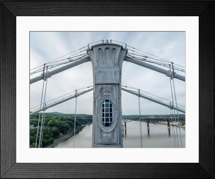 Framed Print : Close-up aerial photo of the Franklin Delano Roosevelt Mid-Hudson Bridge over the Hudson River, Poughkeepsie NY
