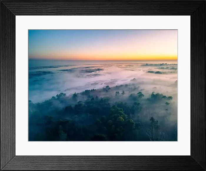 Framed Print : The golden island. Grado Island from above at sunset