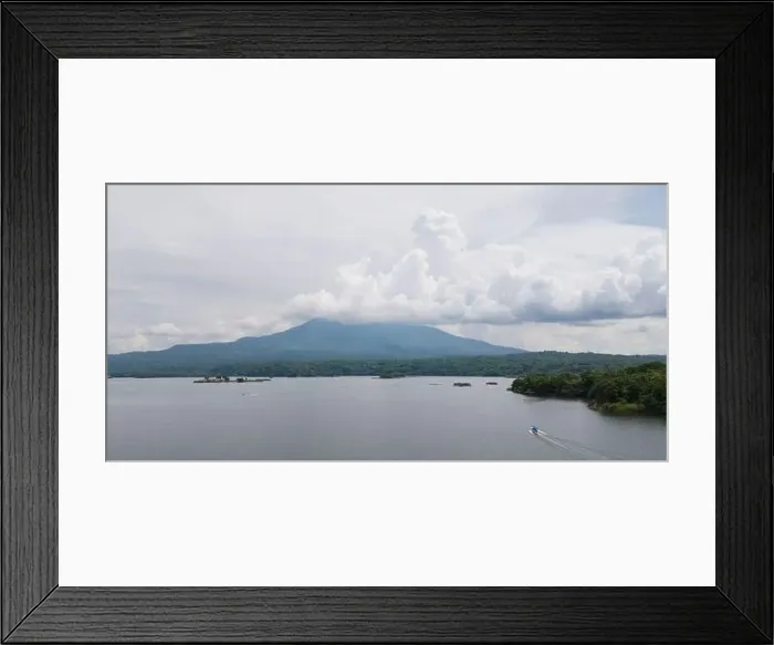 Framed Print : Mombacho volacno near lake aerial drone view in Nicaragua Framed Print : Mombacho volacno near lake aerial drone view in Nicaragua