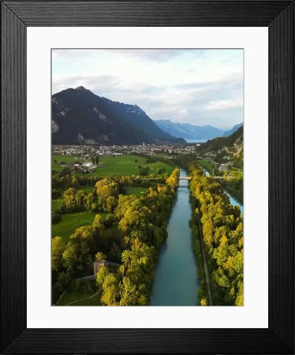 Framed Print : View of river Aare in the Switzerland from above Framed Print : View of river Aare in the Switzerland from above
