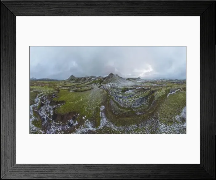 Framed Print : A 360 degree panoramic image capturing the majestic highland mountains of Iceland Framed Print : A 360 degree panoramic image capturing the majestic highland mountains of Iceland