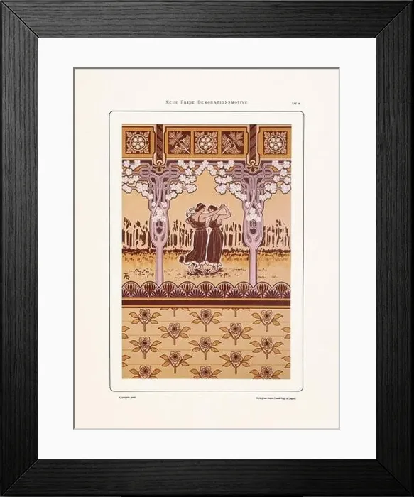 Framed Print : Vintage floral design in Art Nouveau style. Illustration from a German book from the 1800s Framed Print : Vintage floral design in Art Nouveau style. Illustration from a German book from the 1800s