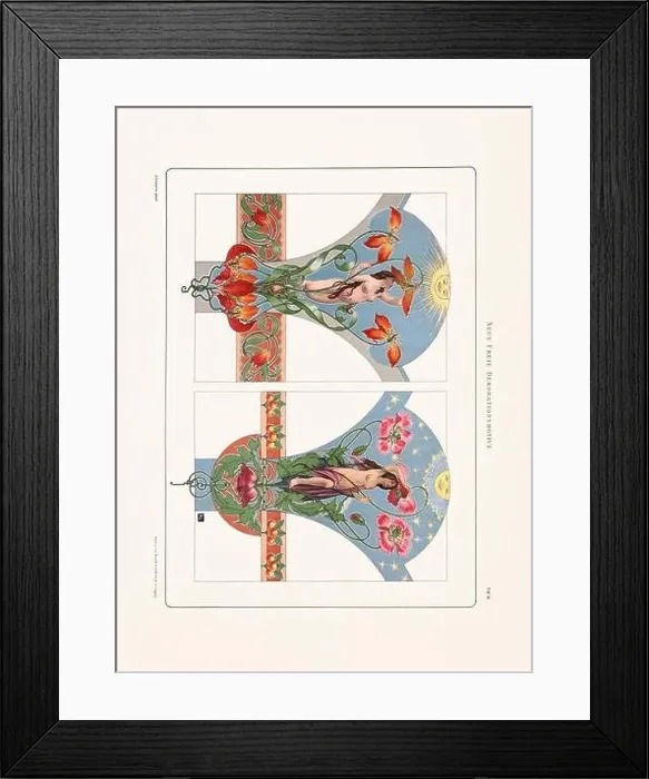 Framed Print : Vintage floral design in Art Nouveau style. Illustration from a German book from the 1800s Framed Print : Vintage floral design in Art Nouveau style. Illustration from a German book from the 1800s