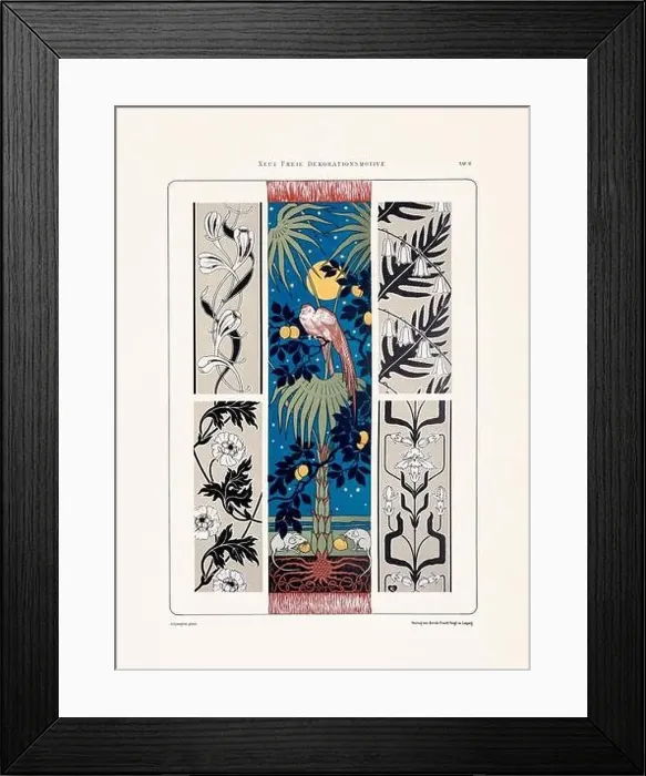 Framed Print : Vintage floral design in Art Nouveau style. Illustration from a German book from the 1800s Framed Print : Vintage floral design in Art Nouveau style. Illustration from a German book from the 1800s