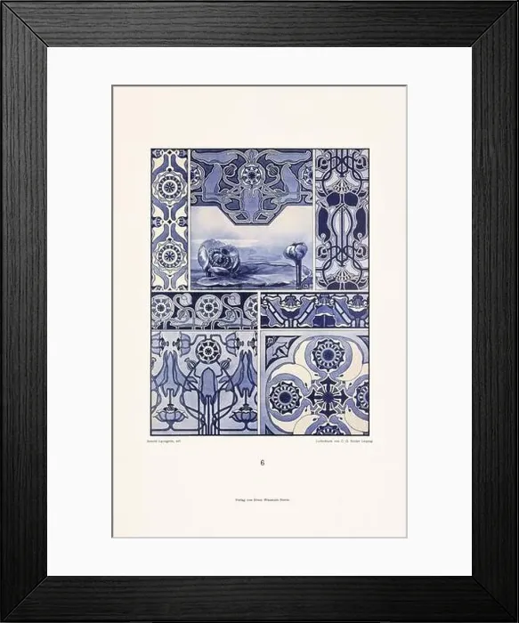 Framed Print : Vintage floral design in Art Nouveau style. Illustration from a German book from the 1800s Framed Print : Vintage floral design in Art Nouveau style. Illustration from a German book from the 1800s