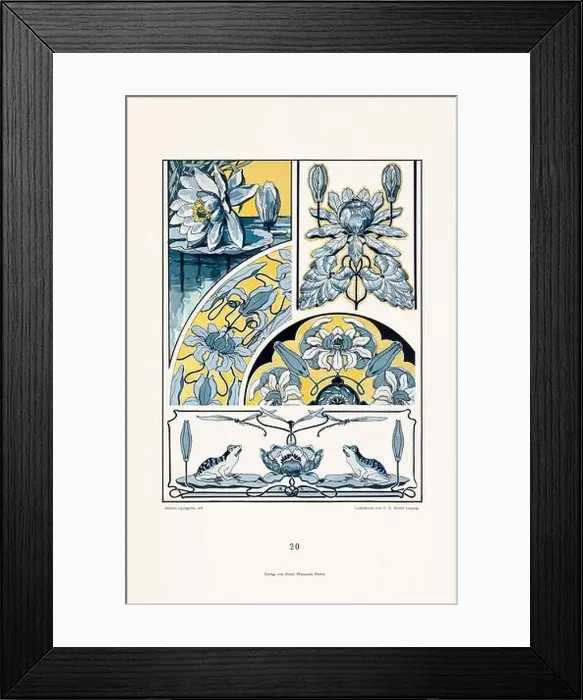 Framed Print : Vintage floral design in Art Nouveau style. Illustration from a German book from the 1800s Framed Print : Vintage floral design in Art Nouveau style. Illustration from a German book from the 1800s