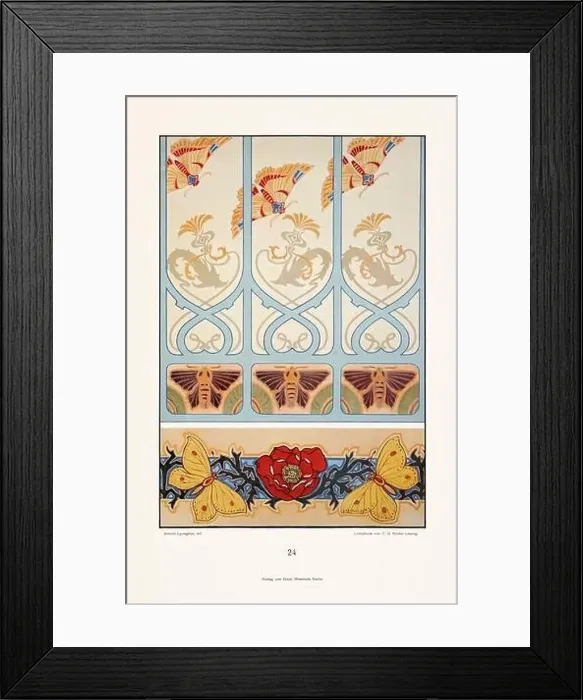 Framed Print : Vintage floral design in Art Nouveau style. Illustration from a German book from the 1800s Framed Print : Vintage floral design in Art Nouveau style. Illustration from a German book from the 1800s