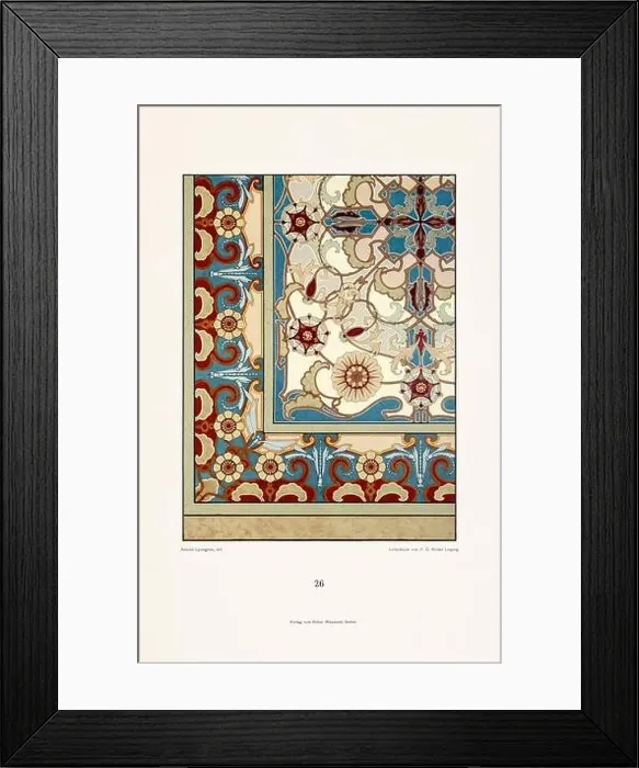 Framed Print : Vintage floral design in Art Nouveau style. Illustration from a German book from the 1800s Framed Print : Vintage floral design in Art Nouveau style. Illustration from a German book from the 1800s