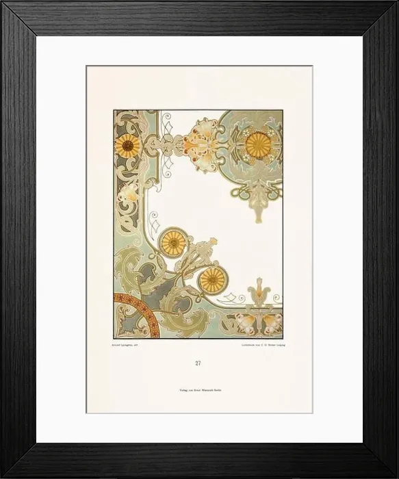 Framed Print : Vintage floral design in Art Nouveau style. Illustration from a German book from the 1800s Framed Print : Vintage floral design in Art Nouveau style. Illustration from a German book from the 1800s