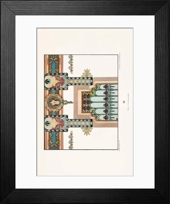 Framed Print : Vintage floral design in Art Nouveau style. Illustration from a German book from the 1800s Framed Print : Vintage floral design in Art Nouveau style. Illustration from a German book from the 1800s