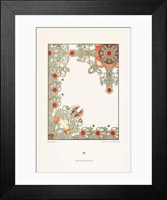 Framed Print : Vintage floral design in Art Nouveau style. Illustration from a German book from the 1800s Framed Print : Vintage floral design in Art Nouveau style. Illustration from a German book from the 1800s