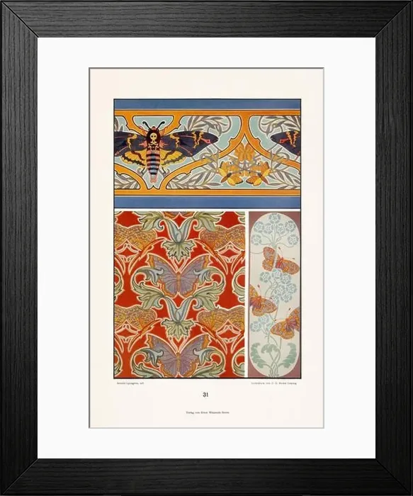 Framed Print : Vintage floral design in Art Nouveau style. Illustration from a German book from the 1800s Framed Print : Vintage floral design in Art Nouveau style. Illustration from a German book from the 1800s