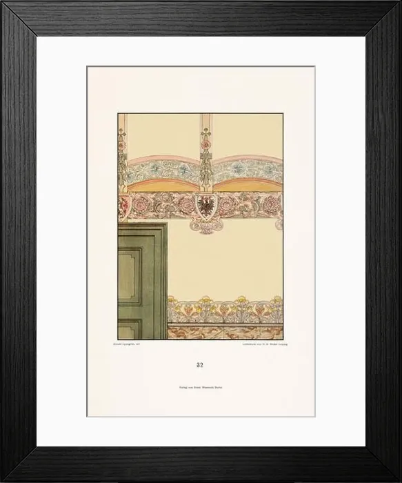 Framed Print : Vintage floral design in Art Nouveau style. Illustration from a German book from the 1800s Framed Print : Vintage floral design in Art Nouveau style. Illustration from a German book from the 1800s