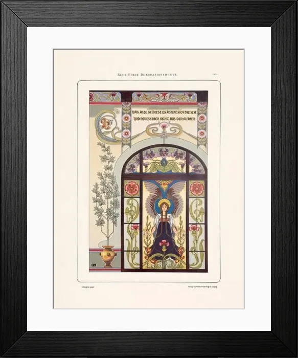 Framed Print : Vintage floral design in Art Nouveau style. Illustration from a German book from the 1800s Framed Print : Vintage floral design in Art Nouveau style. Illustration from a German book from the 1800s