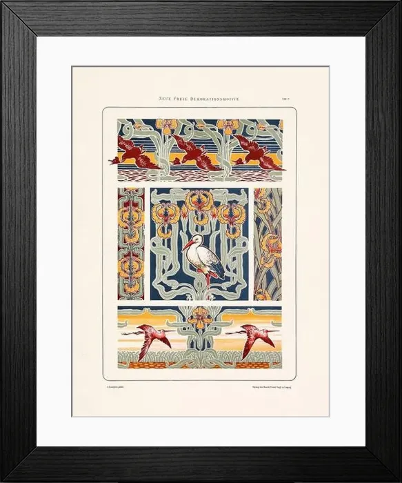 Framed Print : Vintage floral design in Art Nouveau style. Illustration from a German book from the 1800s Framed Print : Vintage floral design in Art Nouveau style. Illustration from a German book from the 1800s