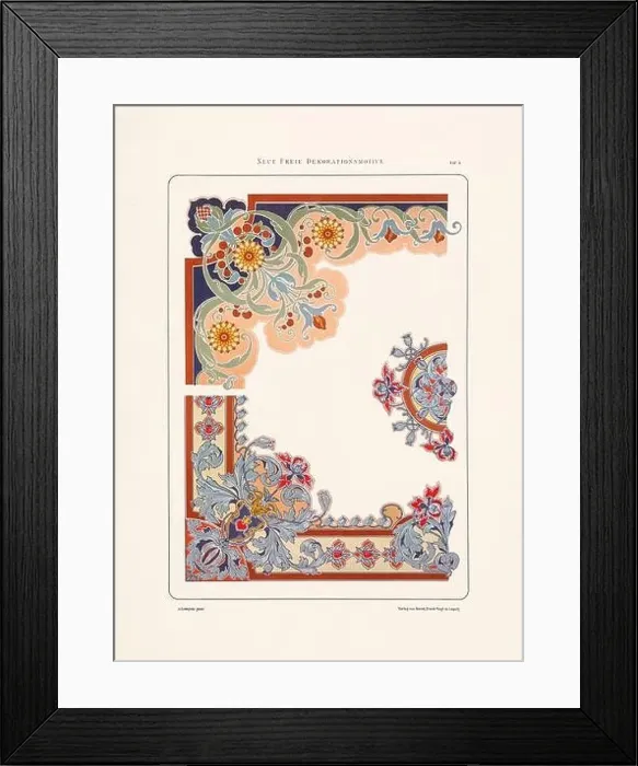 Framed Print : Vintage floral design in Art Nouveau style. Illustration from a German book from the 1800s Framed Print : Vintage floral design in Art Nouveau style. Illustration from a German book from the 1800s