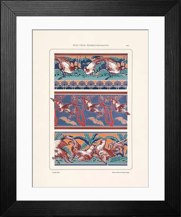 Framed Print : Vintage floral design in Art Nouveau style. Illustration from a German book from the 1800s Framed Print : Vintage floral design in Art Nouveau style. Illustration from a German book from the 1800s