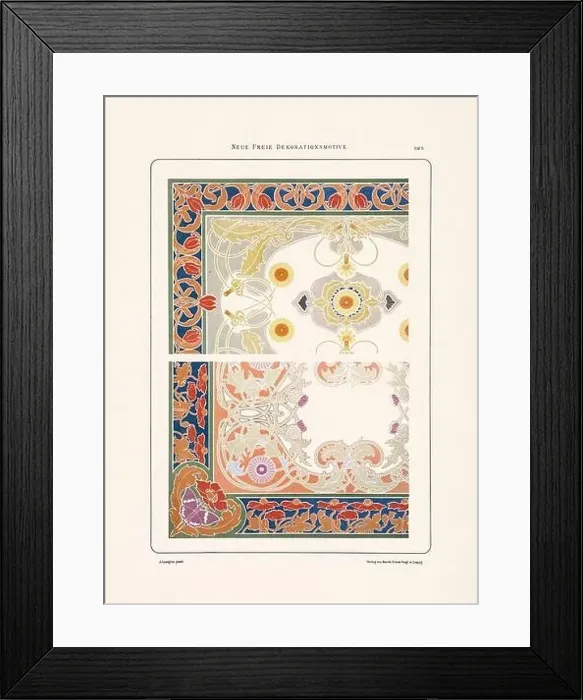 Framed Print : Vintage floral design in Art Nouveau style. Illustration from a German book from the 1800s Framed Print : Vintage floral design in Art Nouveau style. Illustration from a German book from the 1800s