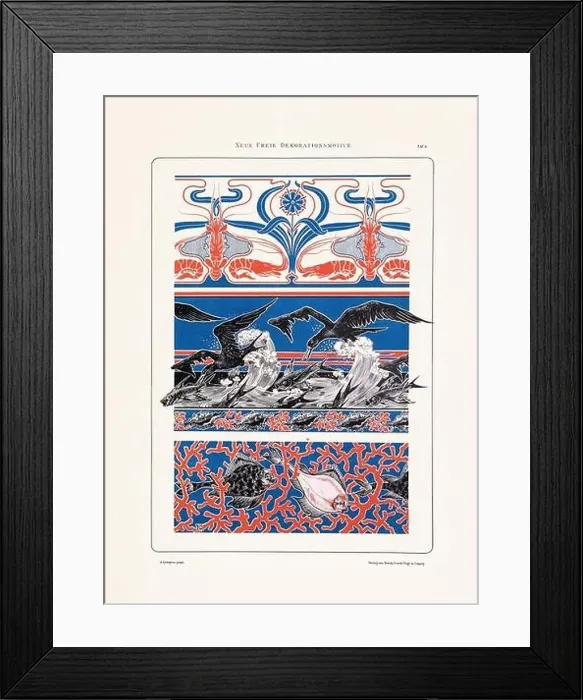 Framed Print : Vintage floral design in Art Nouveau style. Illustration from a German book from the 1800s Framed Print : Vintage floral design in Art Nouveau style. Illustration from a German book from the 1800s