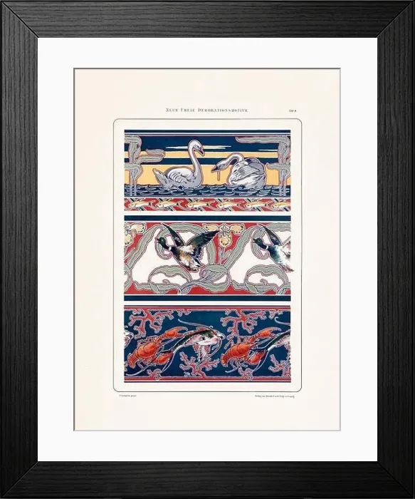Framed Print : Vintage floral design in Art Nouveau style. Illustration from a German book from the 1800s Framed Print : Vintage floral design in Art Nouveau style. Illustration from a German book from the 1800s