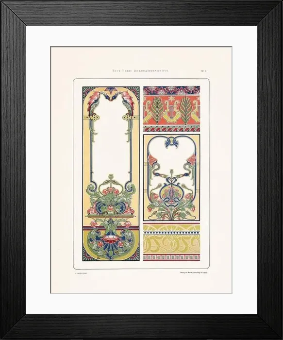 Framed Print : Vintage floral design in Art Nouveau style. Illustration from a German book from the 1800s Framed Print : Vintage floral design in Art Nouveau style. Illustration from a German book from the 1800s