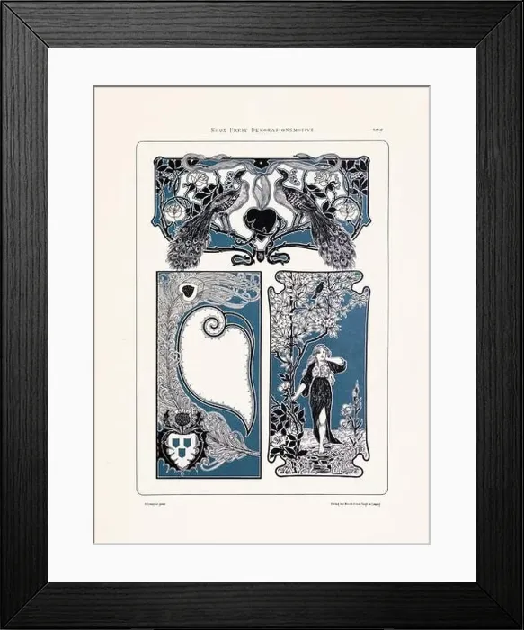 Framed Print : Vintage floral design in Art Nouveau style. Illustration from a German book from the 1800s Framed Print : Vintage floral design in Art Nouveau style. Illustration from a German book from the 1800s