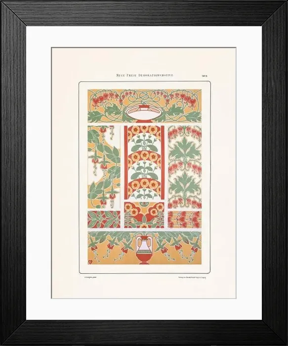 Framed Print : Vintage floral design in Art Nouveau style. Illustration from a German book from the 1800s Framed Print : Vintage floral design in Art Nouveau style. Illustration from a German book from the 1800s