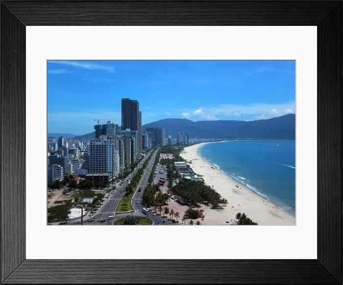 Framed Print : my khe beach and hotel is built near the beac in Da Nang, new resort city in middle vietnam Framed Print : my khe beach and hotel is built near the beac in Da Nang, new resort city in middle vietnam