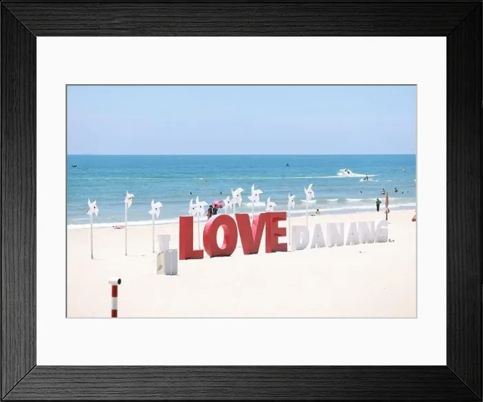 Framed Print : the wording installation I Love Da Nang on the beach of My Khe beach, Da Nang Framed Print : the wording installation I Love Da Nang on the beach of My Khe beach, Da Nang