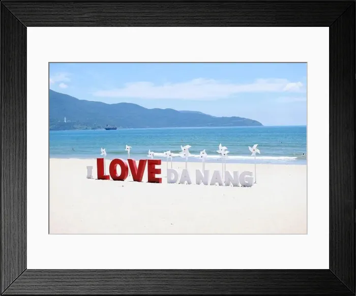 Framed Print : the wording installation I Love Da Nang on the beach of My Khe beach, Da Nang Framed Print : the wording installation I Love Da Nang on the beach of My Khe beach, Da Nang