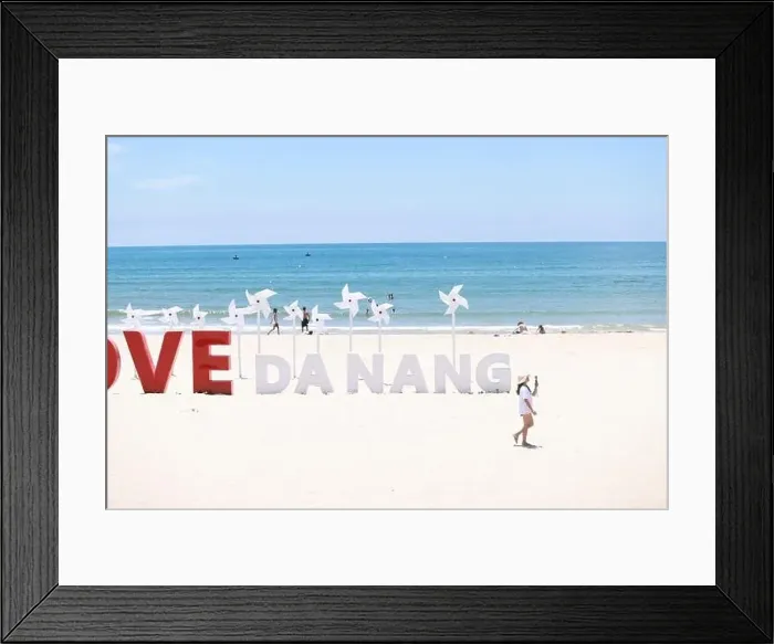 Framed Print : the wording installation I Love Da Nang on the beach of My Khe beach, Da Nang Framed Print : the wording installation I Love Da Nang on the beach of My Khe beach, Da Nang