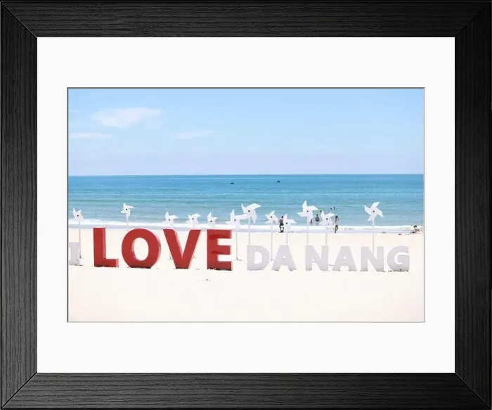 Framed Print : the wording installation I Love Da Nang on the beach of My Khe beach, Da Nang Framed Print : the wording installation I Love Da Nang on the beach of My Khe beach, Da Nang
