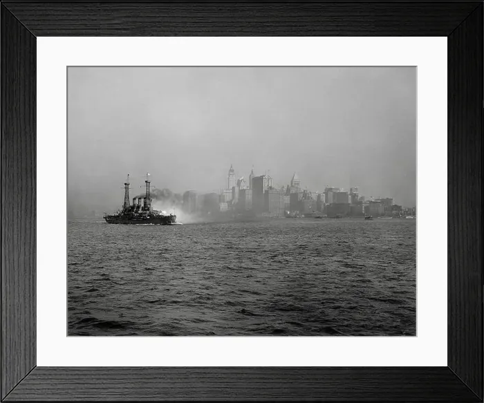 Framed Print : New York City skyline from the bay 1910