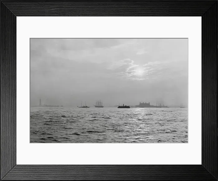 Framed Print : Sunset off the Battery, New York City 1900 Framed Print : Sunset off the Battery, New York City 1900